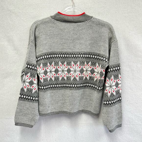 Vintage 80s Brunny Nordic fair isle tight knit mock neck sweater Size Small - Picture 13 of 16